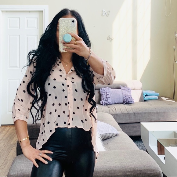 💘 POLKA DOT HI-LOW CHIFFON BLOUSE